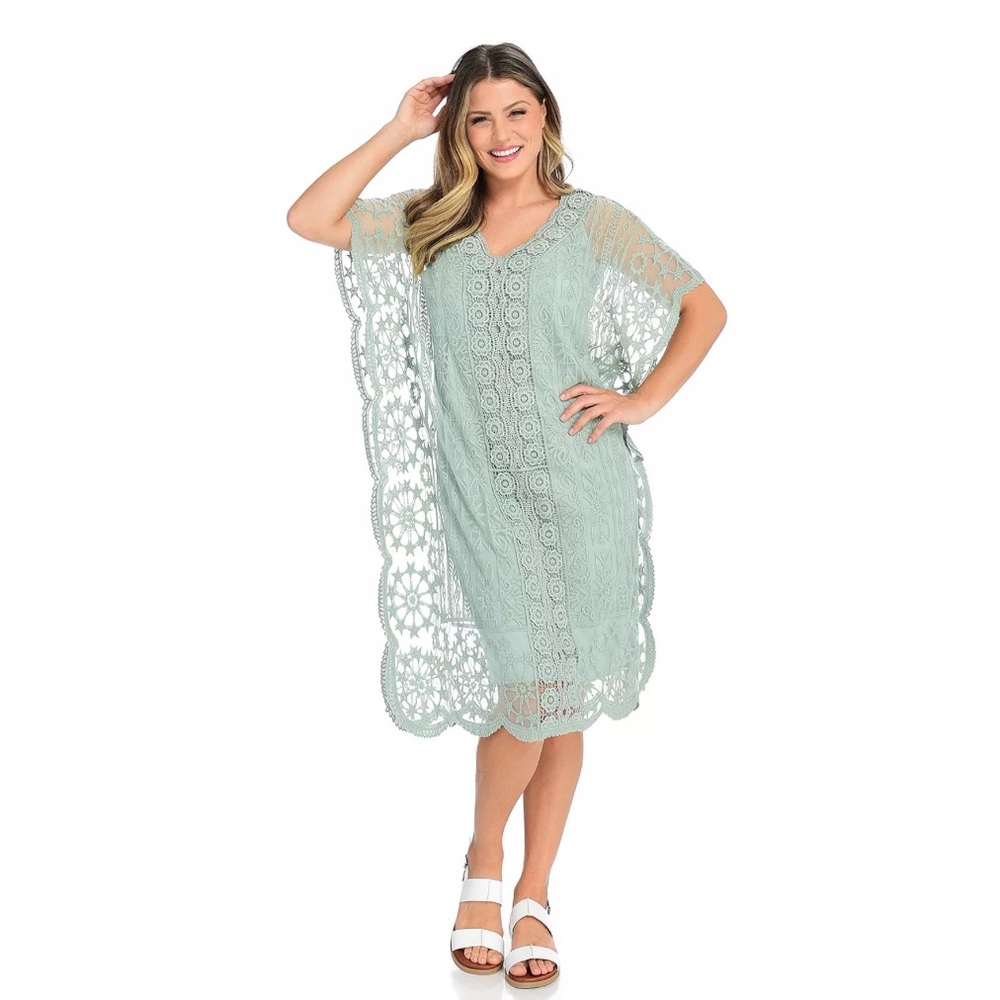 Women’s Indigo‎ Thread Co. Sage Crochet Caftan Dress w/ Stretch Knit Slip